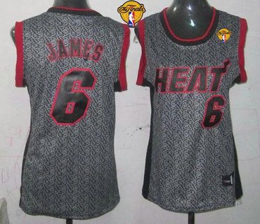 Women NBA Miami Heat #6 LeBron James Grey With Finals Patch Static Fashion Stitched NBA Jersey