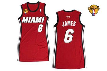 Women NBA Miami Heat #6 LeBron James Red With Finals Patch Dress Stitched NBA Jersey