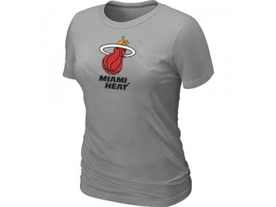 Women NBA Miami Heat Big & Tall Primary Logo L.Grey T-Shirt