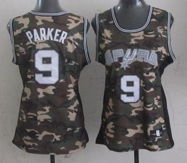 Women NBA Spurs #9 Tony Parker Camo Stealth Collection Stitched NBA Jersey