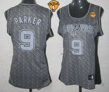 Women NBA Spurs #9 Tony Parker Grey With Finals Patch Static Fashion Stitched NBA Jersey
