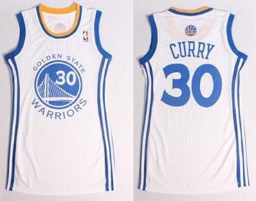 Women NBA Warriors #30 Stephen Curry White Dress NBA Jersey