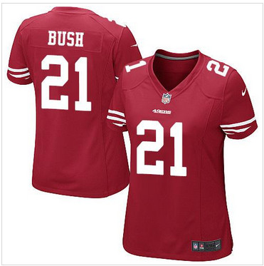 Women NEW 49ers #21 Reggie Bush Red Team Color Stitched NFL Elite Jersey