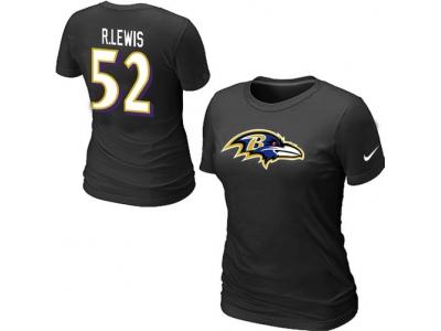 Women NEW Baltimore Ravens #52 R.LEWIS Name & Number T-Shirt black