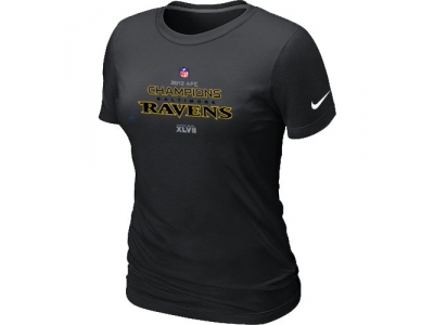 Women NEW Baltimore Ravens 2012 AFC Conference Champions Trophy Collection Long Black T-Shirt
