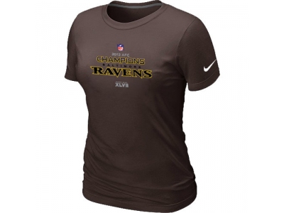Women NEW Baltimore Ravens 2012 AFC Conference Champions Trophy Collection Long Brown T-Shirt