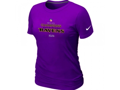 Women NEW Baltimore Ravens 2012 AFC Conference Champions Trophy Collection Long Purple T-Shirt