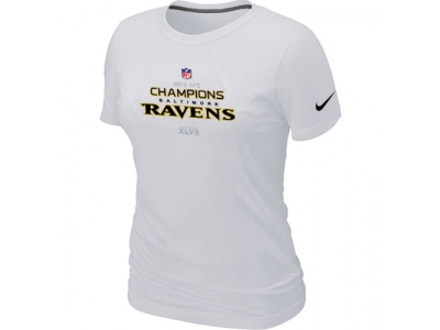 Women NEW Baltimore Ravens 2012 AFC Conference Champions Trophy Collection Long White T-Shirt