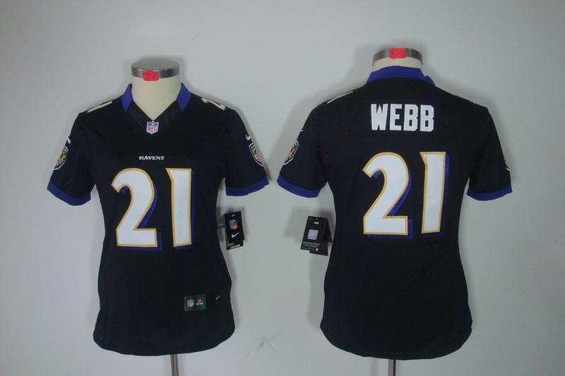 Women NEW Baltimore Ravens 21 Lardarius Webb Black Jerseys