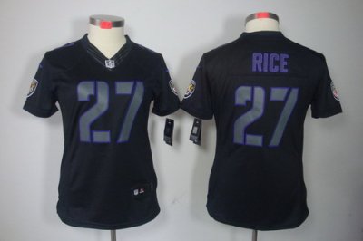 Women NEW Baltimore Ravens 27# Ray Rice Black Jerseys(Impact Limited)