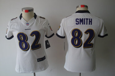 Women NEW Baltimore Ravens 82 Torrey Smith White Jerseys