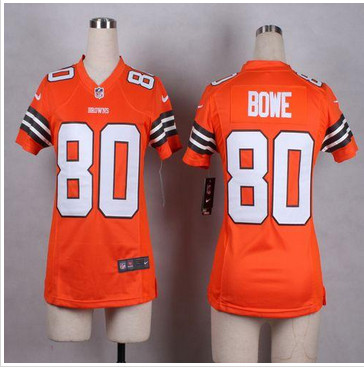 Women NEW Browns #80 Dwayne Bowe Orange Alternate Stitched NFL Elite Jersey