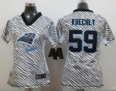 Women NEW Carolina Panthers 59 Kuechly FEM FAN Zebra NFL Jerseys