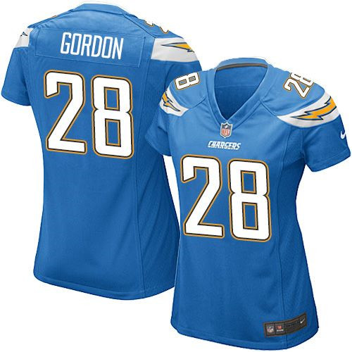 Women NEW Chargers #28 Melvin Gordon Electric Blue Alternate Stitched NFL New Elite Jersey