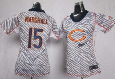 Women NEW Chicago Bears #15 Brandon Marshall FEM FAN Zebra Jerseys