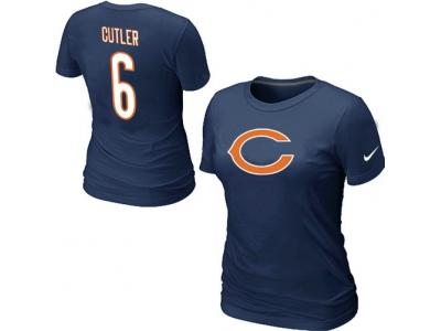 Women NEW Chicago Bears #6 Jay Cutler Name & Number T-Shirt Blue