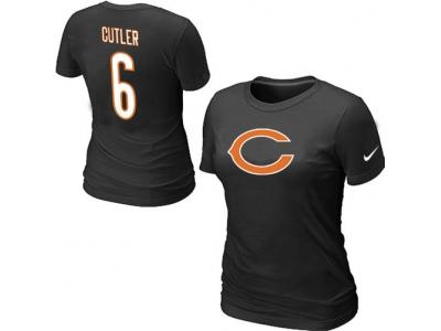 Women NEW Chicago Bears #6 Jay Cutler Name & Number T-Shirt black