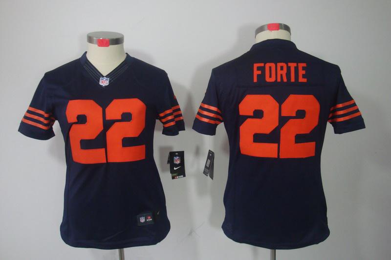 Women NEW Chicago Bears 22 Matt Forte Blue Jerseys(orange number)