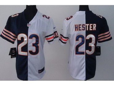 Women NEW Chicago Bears 23 Devin Hester Blue White Split NFL Jerseys