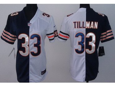 Women NEW Chicago Bears 33 Charles Tillman Blue White Split NFL Jerseys