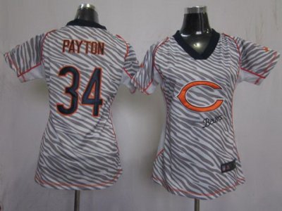 2012 Women NEW Chicago Bears 34 Walter Payton FEM FAN Zebra NFL Jerseys