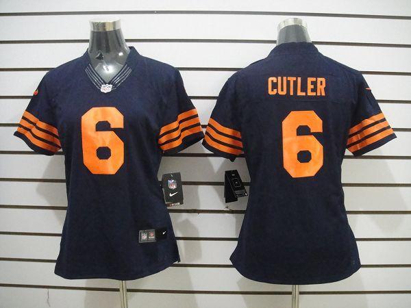 Women NEW Chicago Bears 6 Jay Cutler Blue Jerseys(orange number)