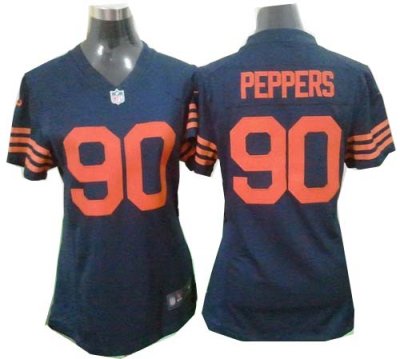 Women NEW Chicago Bears 90 Julius Peppers Blue Jerseys(orange number)