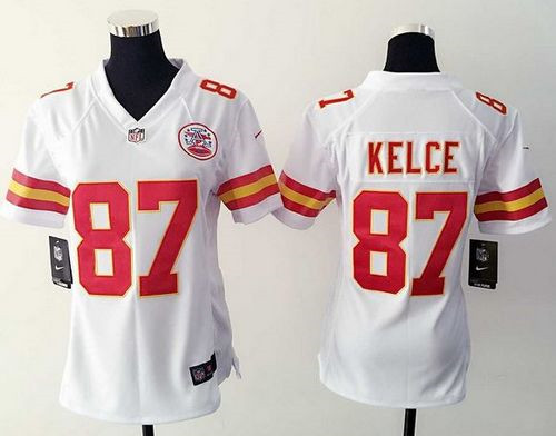Women NEW Chiefs #87 Travis Kelce White Stitched NFL Elite Jersey