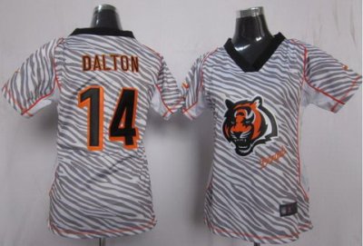 Women NEW Cincinnati Bengals 14 Andy Dalton FEM FAN Zebra NFL Jerseys