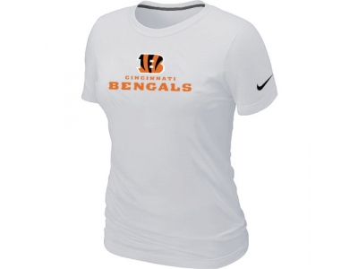 Women NEW Cincinnati Bengals Authentic Logo T-Shirt - White