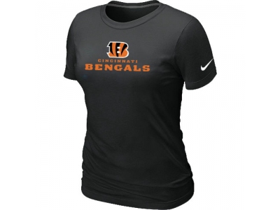Women NEW Cincinnati Bengals Authentic Logo T-Shirt black