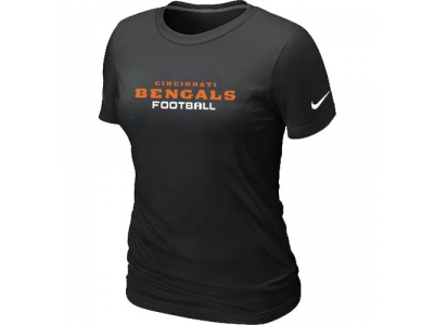 Women NEW Cincinnati Bengals Sideline Legend Authentic Font T-Shirt BLACK