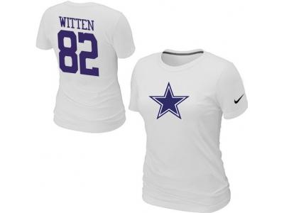 Women NEW Dallas Cowboys #82 WITTEN Name & Number T-Shirt White