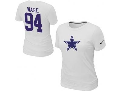 Women NEW Dallas Cowboys #94 WARE Name & Number T-Shirt White