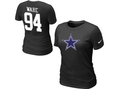 Women NEW Dallas Cowboys #94 WARE Name & Number T-Shirt black