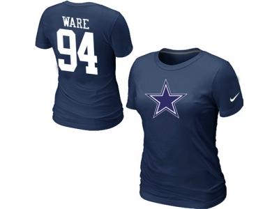 Women NEW Dallas Cowboys #94 WARE Name & Number T-Shirt blue