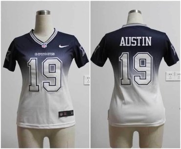 Women NEW Dallas Cowboys 19 Miles Austin Blue White Drift Fashion II Jerseys