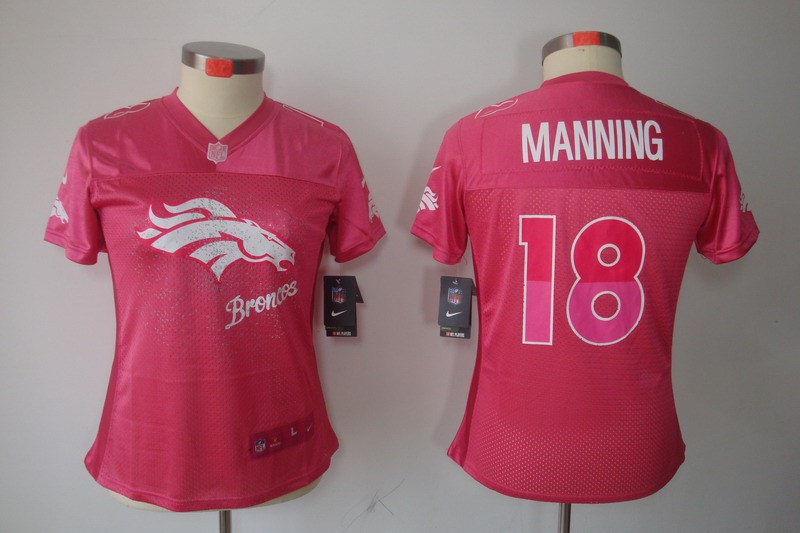 Women NEW Denver Broncos 18# Peyton Manning Pink Color(2012 FEM FAN Elite Jerseys)