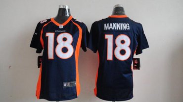 Women NEW Denver Broncos 18 Peyton Manning Blue Jerseys (2013)