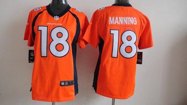 Women NEW Denver Broncos 18 Peyton Manning Orange Jerseys (2013)
