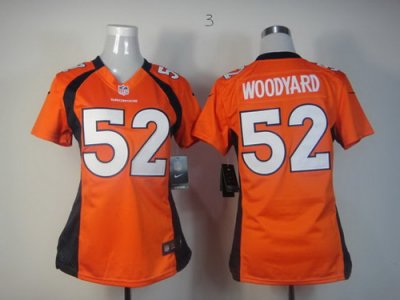 Women NEW Denver Broncos 52 Wesley Woodyard Orange Jerseys