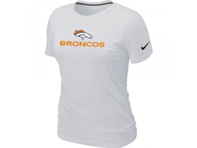 Women NEW Denver Broncos Authentic Logo T-Shirt White