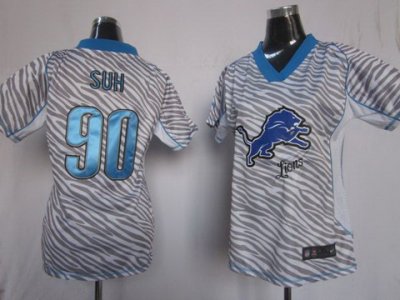 Women NEW Detroit Lions 90 Ndamukong Suh FEM FAN Zebra NFL Jerseys