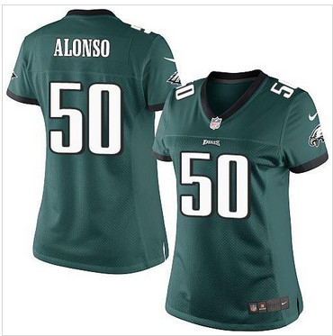 Women NEW Eagles #50 Kiko Alonso Midnight Green Team Color Stitched NFL New Limited Jersey