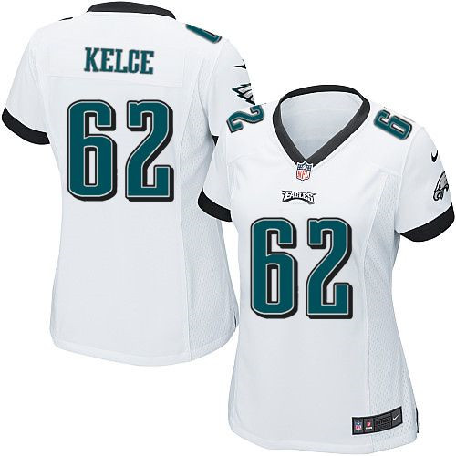 Women NEW Eagles #62 Jason Kelce White Stitched NFL New Elite Jersey