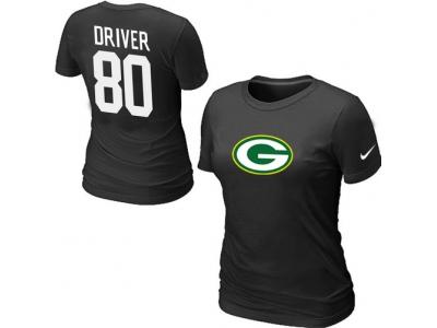 Women NEW Green Bay Packers #80 Donald Driver Name & Number T-Shirt black