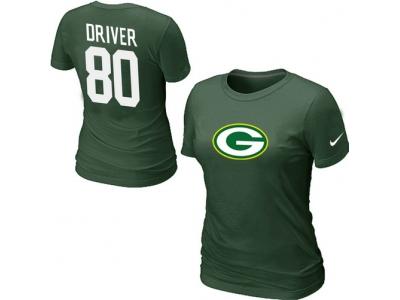 Women NEW Green Bay Packers #80 Donald Driver Name & Number T-Shirt green