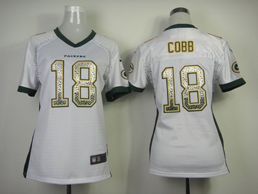 Women NEW Green Bay Packers 18 Randall Cobb White Drift Fashion Elite NFL Jerseys