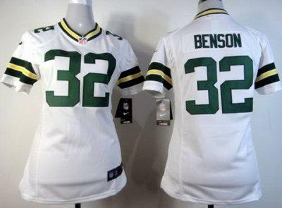 Women NEW Green Bay Packers 32 Cedric Benson White Jerseys