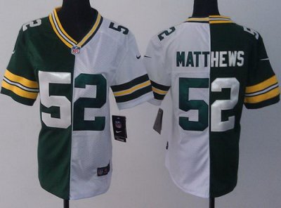 Women NEW Green Bay Packers 52# Clay Matthews Green White Split NFL Jerseys
